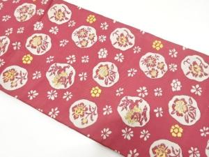 アンティーク　唐獅子に花模様織り出し名古屋帯（着用可）